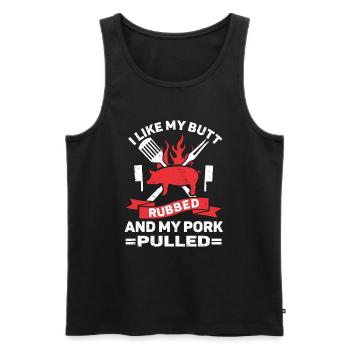 BBQ Pulled Pork Schwein Grill - Männer Premium Bio Tank Top - Schwarz - Vorne - AI Model Male 178 light (178cm)