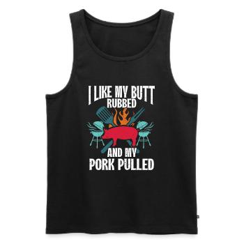 BBQ Pulled Pork Schwein Grill - Männer Premium Bio Tank Top - Schwarz - Vorne - AI Model Male 178 light (178cm)