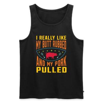 BBQ Pulled Pork Schwein Grill - Männer Premium Bio Tank Top - Schwarz - Vorne - AI Model Male 178 light (178cm)