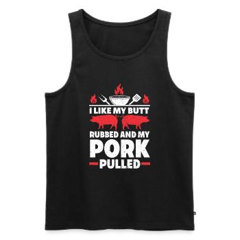 BBQ Pulled Pork Schwein Grill - Männer Premium Bio Tank Top - Schwarz - Vorne - Michal (187cm)