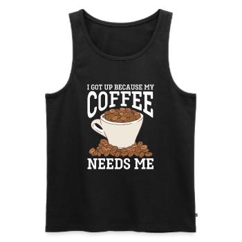 Barista Coffee - Men's Premium Organic Tank Top - black - Front - Michal (187cm)