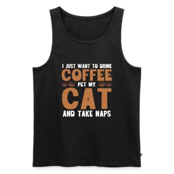 Barista Coffee - Men's Premium Organic Tank Top - black - Front - Michal (187cm)