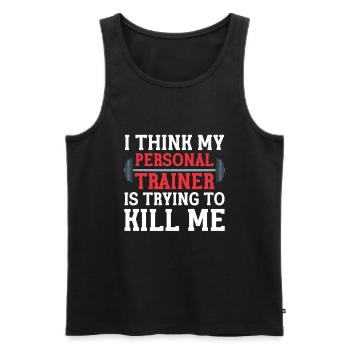 Personal Trainer Coach Gym Workout Fitness Trainer - Men's Premium Organic Tank Top - black - Front - Michal (187cm)