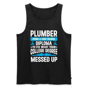 Plumber Men Father Husband Plumber - Men's Premium Organic Tank Top - black - Front - Michal (187cm)