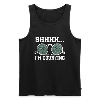 Knitting Crochet - Men's Premium Organic Tank Top - black - Front - Michal (187cm)
