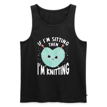 Knitting Crochet - Men's Premium Organic Tank Top - black - Front - Michal (187cm)