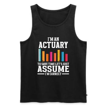 Actuaire statisticien - Débardeur bio Premium Homme - noir - Devant - AI Model Male 178 light (178cm)
