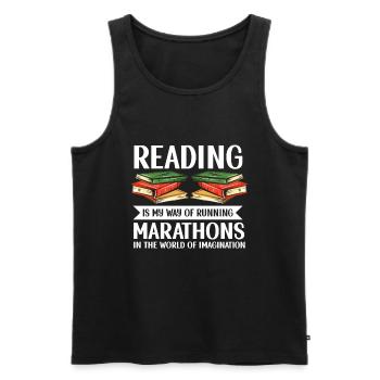 Reading Bookworm - Men's Premium Organic Tank Top - black - Front - AI Model Male 178 light (178cm)