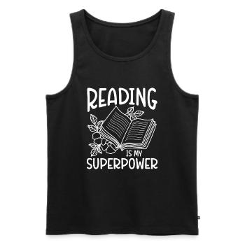 Reading Bookworm - Men's Premium Organic Tank Top - black - Front - AI Model Male 178 light (178cm)
