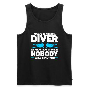 Diving Diver - Men's Premium Organic Tank Top - black - Front - AI Model Male 178 light (178cm)