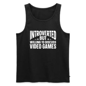 Fun Introvert Gifts - Men's Premium Organic Tank Top - black - Front - Michal (187cm)