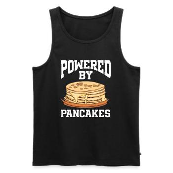 Powered By Pancakes - Men's Premium Organic Tank Top - black - Front - Michal (187cm)