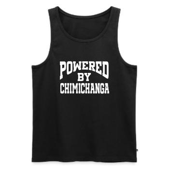 Powered By Chimichanga - Men's Premium Organic Tank Top - black - Front - AI Model Male 178 light (178cm)