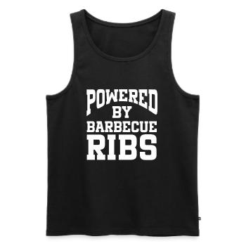 Powered By Barbecue Ribs - Männer Premium Bio Tank Top - Schwarz - Vorne - Michal (187cm)