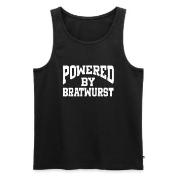 Powered By Bratwurst - Men's Premium Organic Tank Top - black - Front - AI Model Male 178 light (178cm)