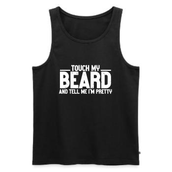 Citation de barbe, Touche ma barbe et dis-moi que je suis jolie - Débardeur bio Premium Homme - noir - Devant - Michal (187cm)