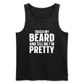 Citation de barbe, Touche ma barbe et dis-moi que je suis jolie - Débardeur bio Premium Homme - noir - Devant - Michal (187cm)