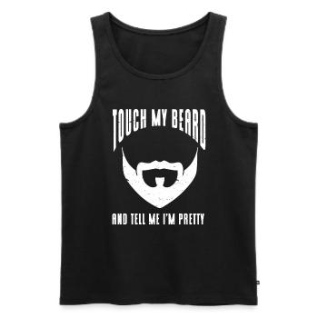 Citation de barbe, Touche ma barbe et dis-moi que je suis jolie - Débardeur bio Premium Homme - noir - Devant - Michal (187cm)
