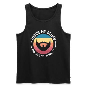Citation de barbe, Touche ma barbe et dis-moi que je suis jolie - Débardeur bio Premium Homme - noir - Devant - Michal (187cm)