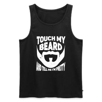 Citation de barbe, Touche ma barbe et dis-moi que je suis jolie - Débardeur bio Premium Homme - noir - Devant - Michal (187cm)