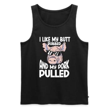 BBQ J’aime bien me frotter les fesses et mon porc effiloché griller - Débardeur bio Premium Homme - noir - Devant - Michal (187cm)