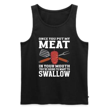 BBQ Mettez de la viande dans votre bouche en allant vouloir avaler - Débardeur bio Premium Homme - noir - Devant - Michal (187cm)
