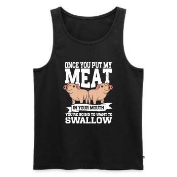 BBQ Mettez de la viande dans votre bouche en allant vouloir avaler - Débardeur bio Premium Homme - noir - Devant - Michal (187cm)