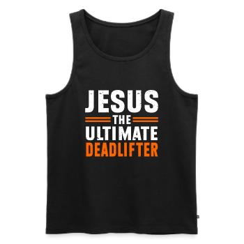 Jesus Ultimate Deadlifter Workout Gymnase chrétien - Débardeur bio Premium Homme - noir - Devant - Michal (187cm)