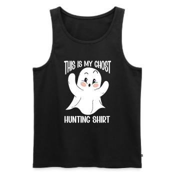 C’est ma chemise de chasse aux fantômes Chasseur paranormal - Débardeur bio Premium Homme - noir - Devant - AI Model Male 178 light (178cm)