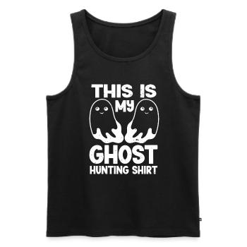 C’est ma chemise de chasse aux fantômes Chasseur paranormal - Débardeur bio Premium Homme - noir - Devant - AI Model Male 178 light (178cm)