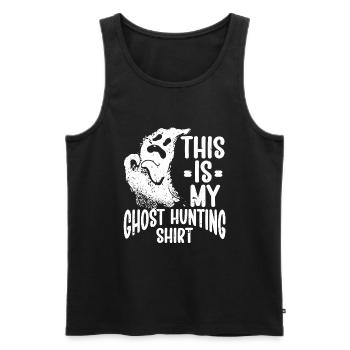 C’est ma chemise de chasse aux fantômes Chasseur paranormal - Débardeur bio Premium Homme - noir - Devant - AI Model Male 178 light (178cm)