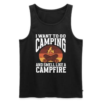 Je veux faire du camping et sentir comme un feu de camp - Débardeur bio Premium Homme - noir - Devant - Michal (187cm)