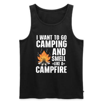 Je veux faire du camping et sentir comme un feu de camp - Débardeur bio Premium Homme - noir - Devant - Michal (187cm)