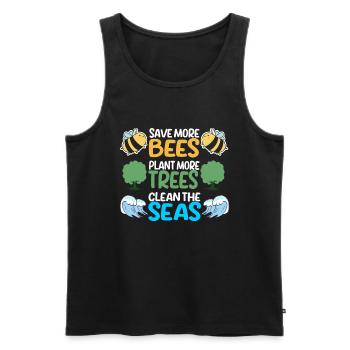 Save More Bees Plant More Trees Clean The Seas - Männer Premium Bio Tank Top - Schwarz - Vorne - AI Model Male 178 light (178cm)