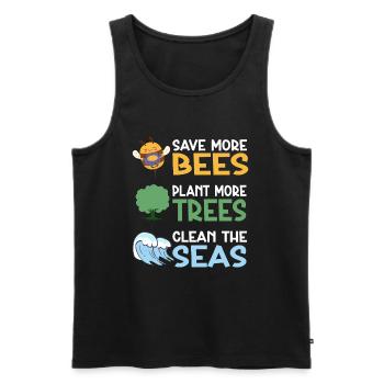 Save More Bees Plant More Trees Clean The Seas - Männer Premium Bio Tank Top - Schwarz - Vorne - AI Model Male 178 light (178cm)
