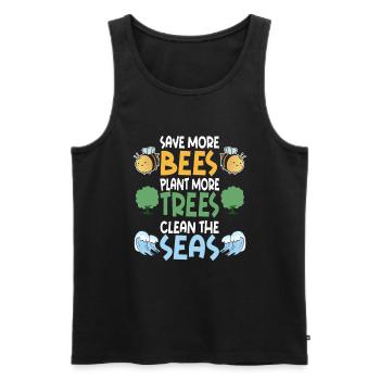 Save More Bees Plant More Trees Clean The Seas - Männer Premium Bio Tank Top - Schwarz - Vorne - AI Model Male 178 light (178cm)