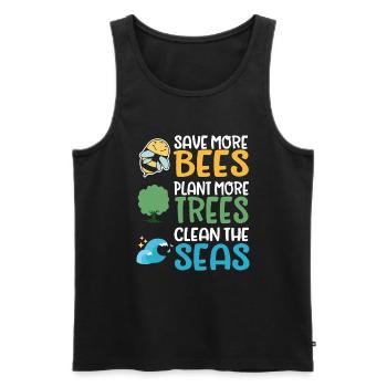Save More Bees Plant More Trees Clean The Seas - Männer Premium Bio Tank Top - Schwarz - Vorne - AI Model Male 178 light (178cm)