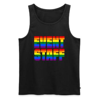 Event Staff Front Design Party Crew Pride LGBT - Männer Premium Bio Tank Top - Schwarz - Vorne - AI Model Male 178 light (178cm)
