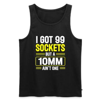 Mécanicien J’ai 99 douilles mais un 10mm n’en est pas un - Débardeur bio Premium Homme - noir - Devant - Michal (187cm)