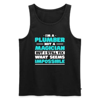 Funny I'm A Plumber - Men's Premium Organic Tank Top - black - Front - Michal (187cm)