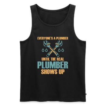 Funny I'm A Plumber - Men's Premium Organic Tank Top - black - Front - Michal (187cm)
