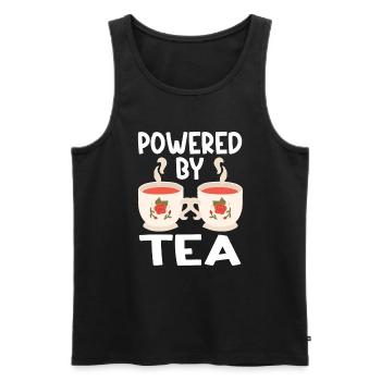 Tea Lover Tea Drinker Quotes Powered By Tea - Männer Premium Bio Tank Top - Schwarz - Vorne - Michal (187cm)