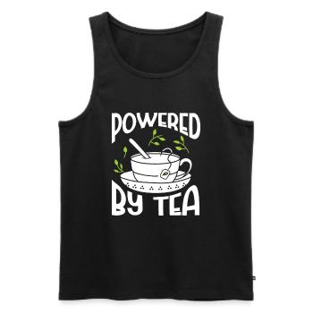 Tea Lover Tea Drinker Quotes Powered By Tea - Männer Premium Bio Tank Top - Schwarz - Vorne - Michal (187cm)