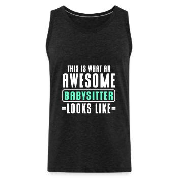 Babysitter Babysitting - Men's Premium Organic Tank Top - charcoal grey - Front - Alexander (188cm)