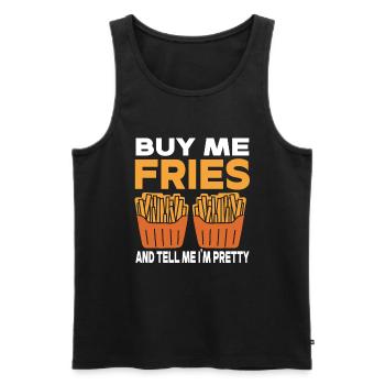 Frites Nourriture Jeu de mots Pomme de terre - Débardeur bio Premium Homme - noir - Devant - Michal (187cm)