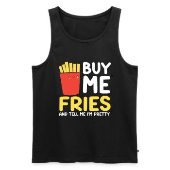 Frites Nourriture Jeu de mots Pomme de terre - Débardeur bio Premium Homme - noir - Devant - Michal (187cm)