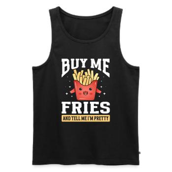 Frites Nourriture Jeu de mots Pomme de terre - Débardeur bio Premium Homme - noir - Devant - Michal (187cm)