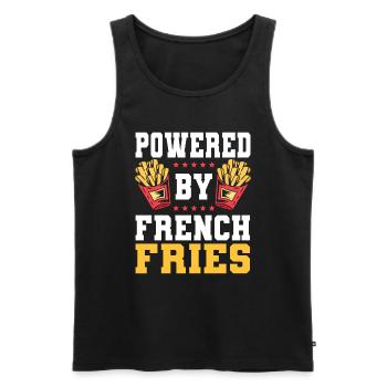 Frites Nourriture Jeu de mots Pomme de terre - Débardeur bio Premium Homme - noir - Devant - Michal (187cm)