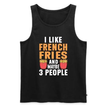 Frites Nourriture Jeu de mots Pomme de terre - Débardeur bio Premium Homme - noir - Devant - Michal (187cm)