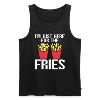 Frites Nourriture Jeu de mots Pomme de terre - Débardeur bio Premium Homme - noir - Devant - Michal (187cm)